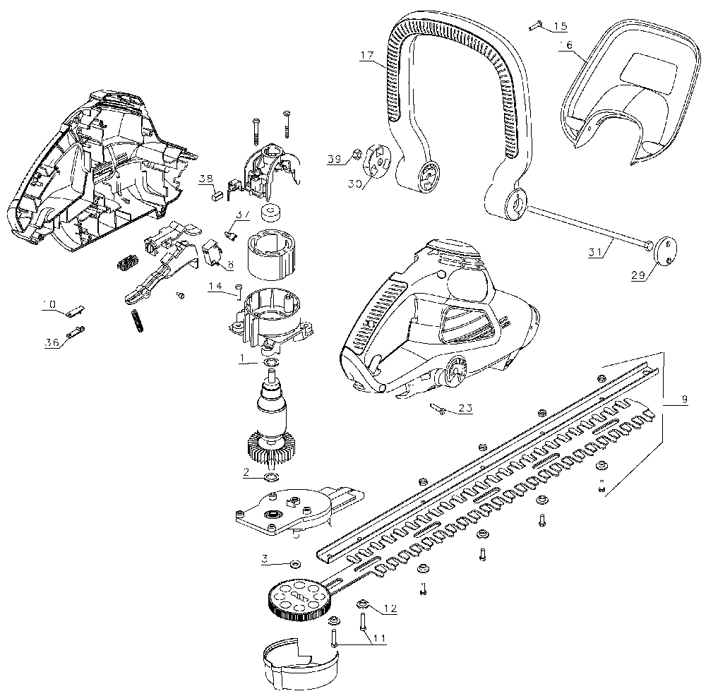 Page A Diagram and Parts List for HT022 Type 1 Black and Decker Hedge Trimmer